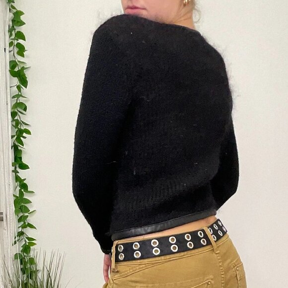 Surface To Air Full Zip wool/mohair cardigan Sweater Long Sleeve Size 38 Black - Picture 3 of 5